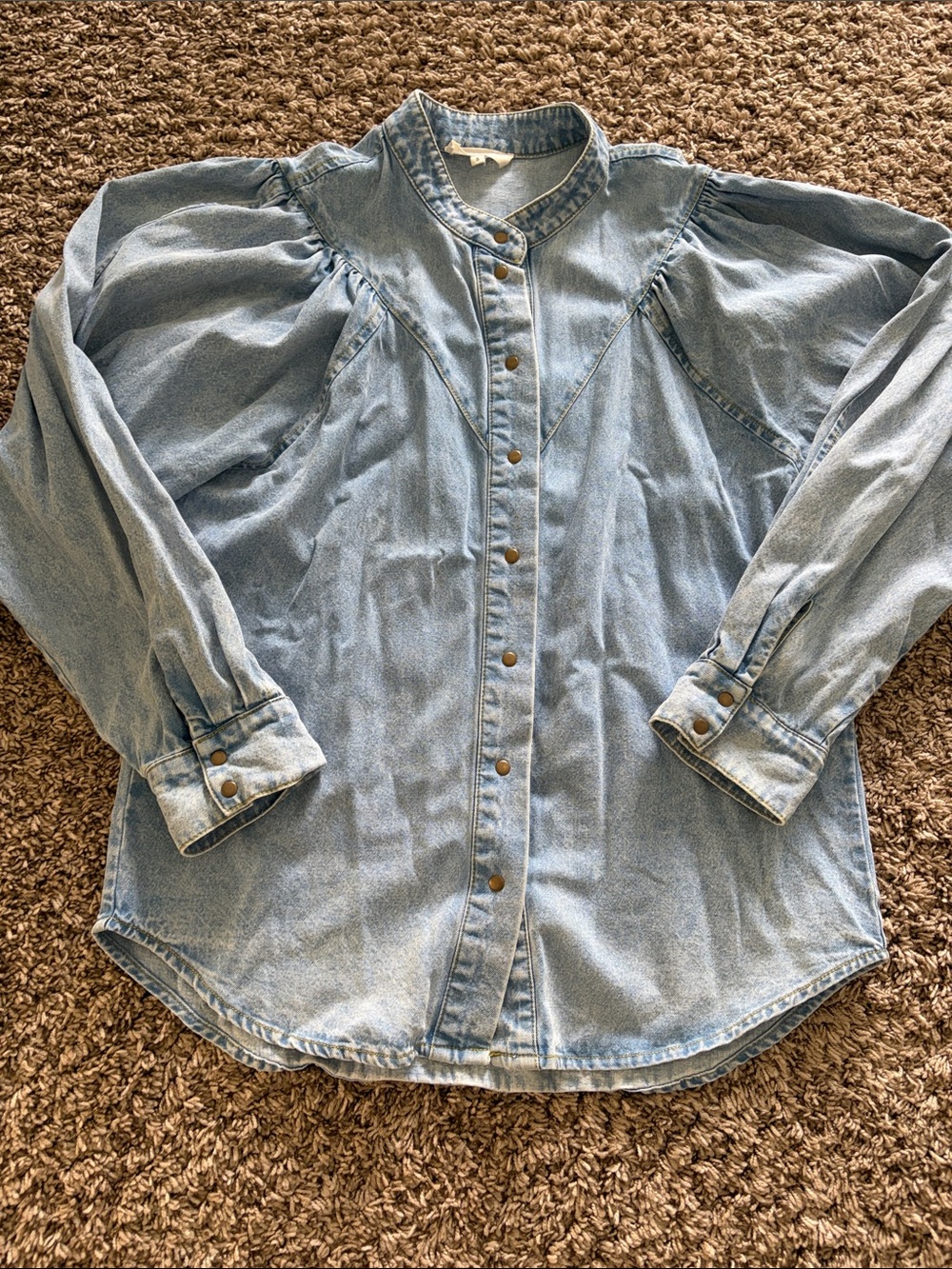Heritage denim puffed shoulder denim shirt